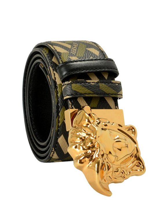 Versace Leather/Canvas Medusa Head Decorated Reversible Belt US 32 IT 80